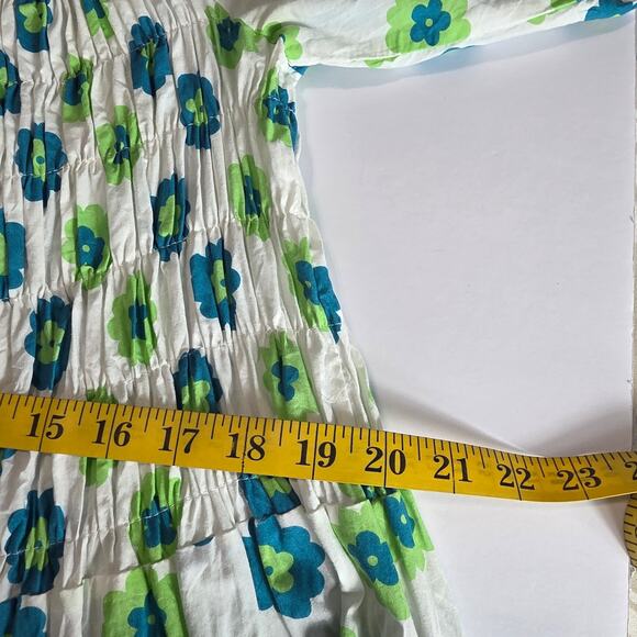 Beulah Style Maxi Dress Women One Size White Blue Green Floral Off Shoulder Boho - Picture 8 of 11